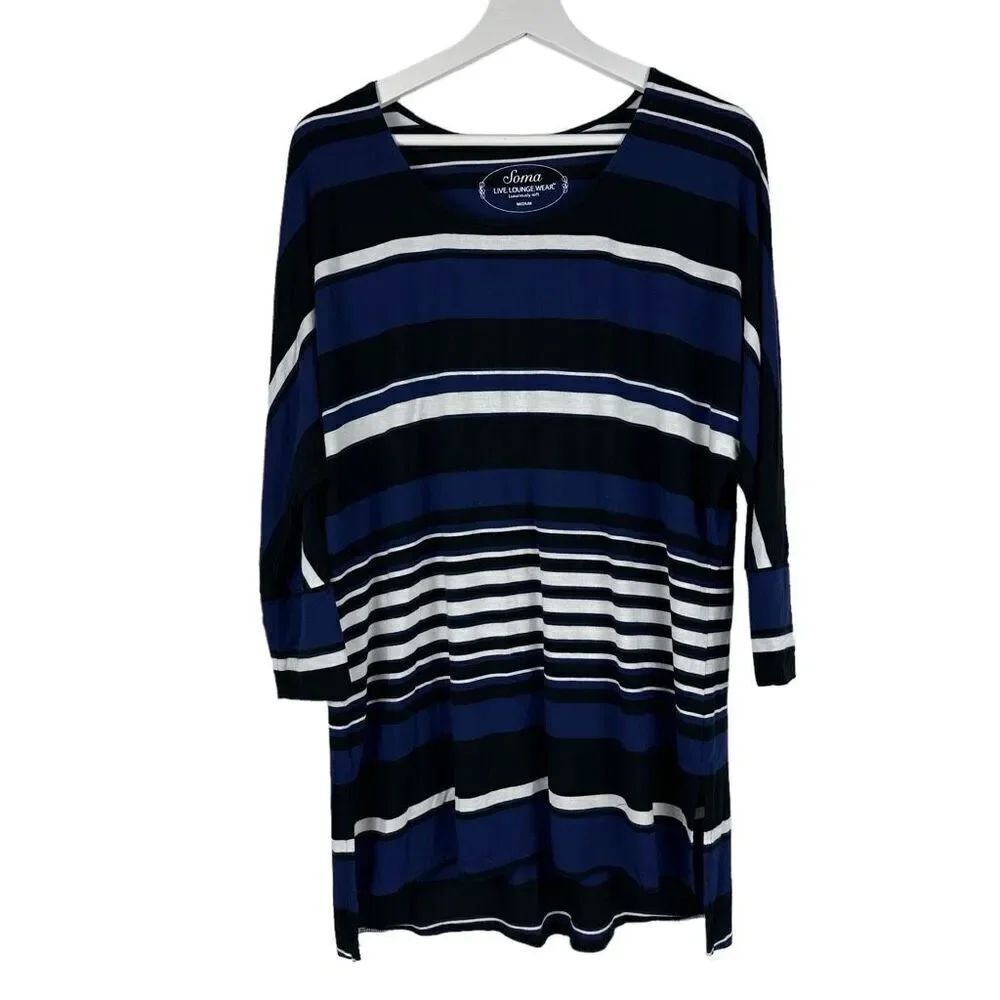 Soma Medium Striped 3/4 Sleeve Tunic Loungewear